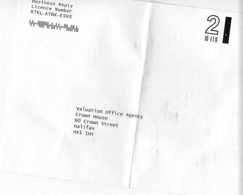 The VOA return envelope to an address in Halifax