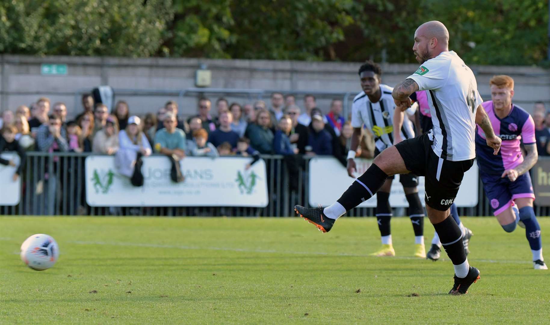 Samir Carruthers scores from the spot at Dulwich. Picture: Keith Gillard