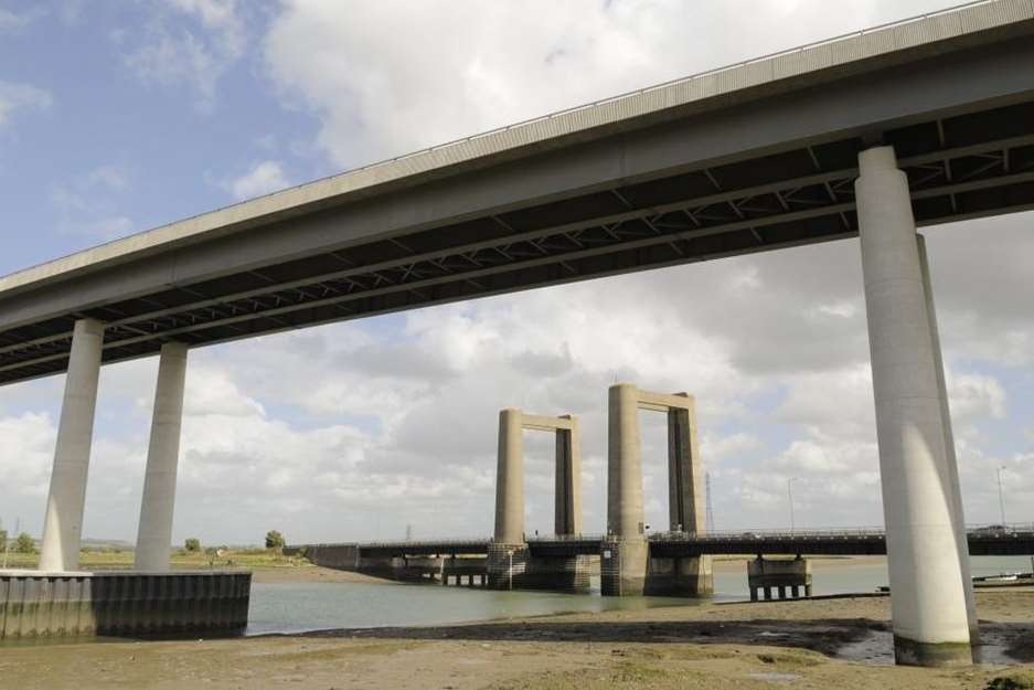 The Sheppey Crossing and the Kingsferry Bridge in the background