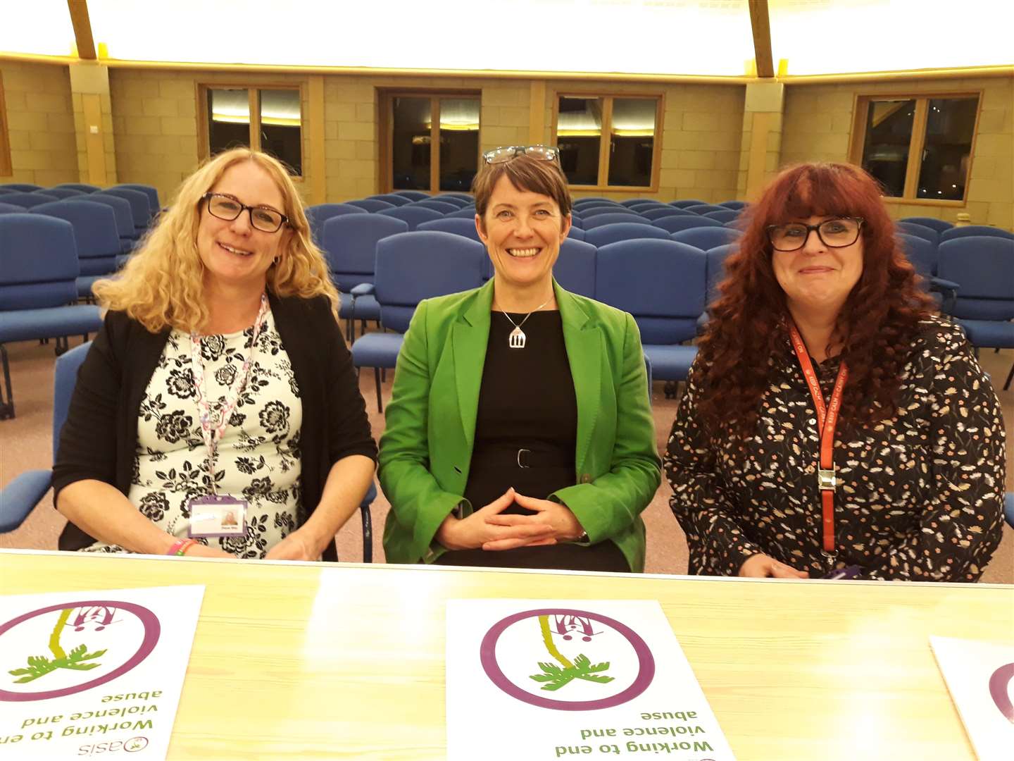 The first meeting in Dover. Pictured, from left, Diane May, earlyi Intervention and prevention manager: Deborah Cartwright, and Tina Alexander, adult services manager. Picture: Oasis Domestic Abuse Service