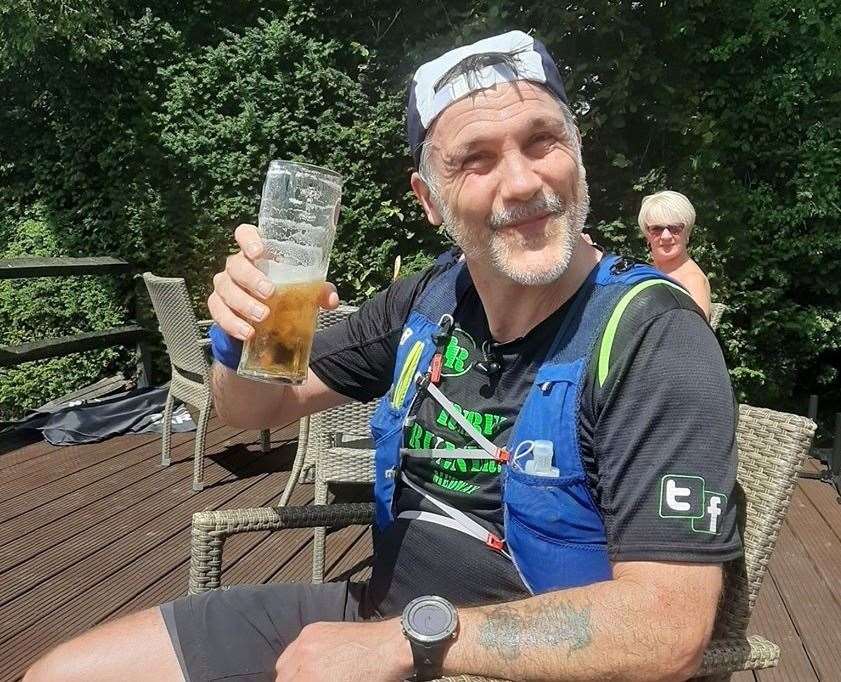 Marathon man Jimi Hendrick enjoying some refreshment