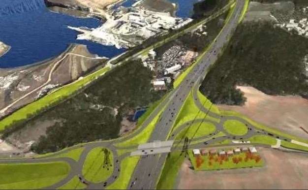 An artist's impression of what the junction improvements and new Bean flyover will look like Photo: Highways England