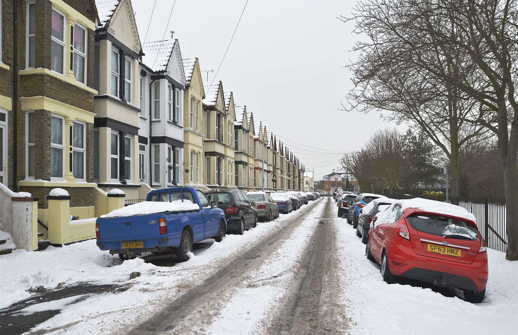 Snow in Ferndale Road, Gillingham in 2018