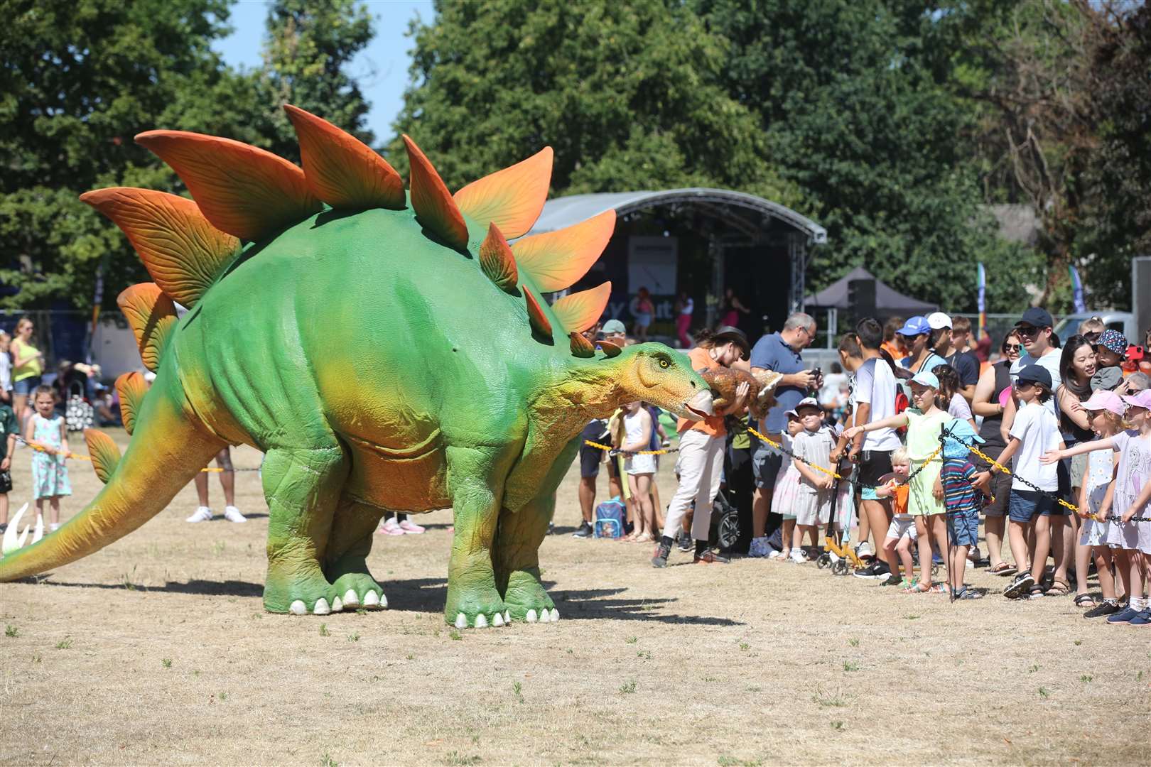 Dinosaurs even made an appearance as they roamed the crowds. Picture: Andy Barnes Photography