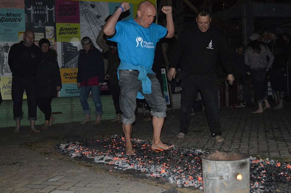 Michael Palmer takes his dash across the burning coal