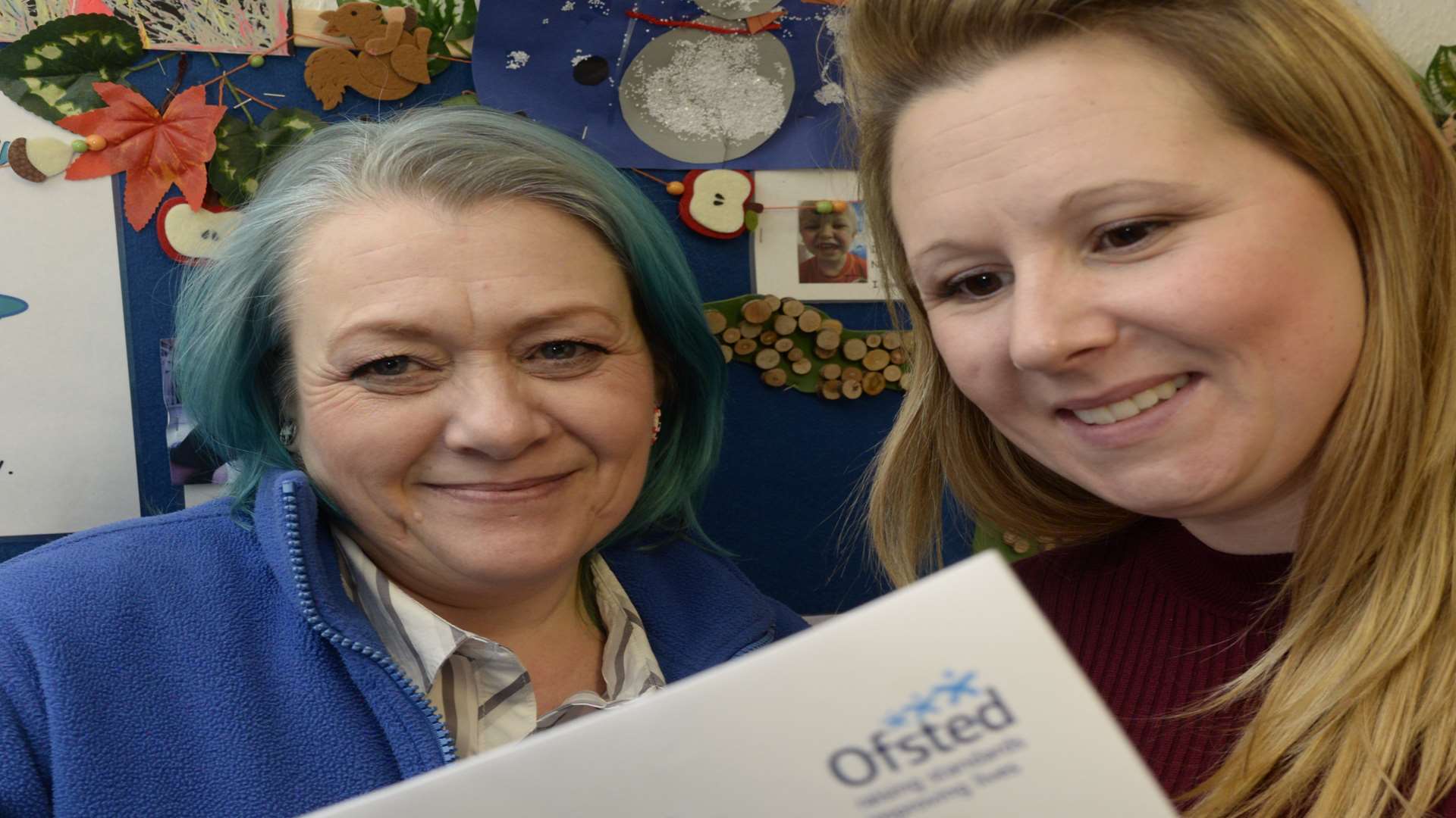 Manager Jackie Wylde and Bonnie Ledner with the Ofsted report