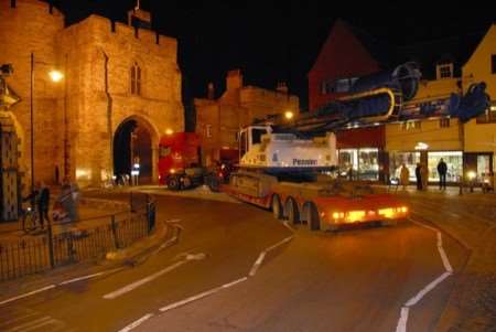 Traffic came to a standstill in Canterbury caused by a crane on a lowloader at the Westgate Towers. Picture: Barry Duffield