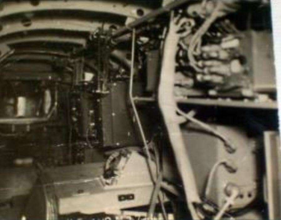 The only known photograph of the Airborne Cigar equipment inside a Lancaster fuselage