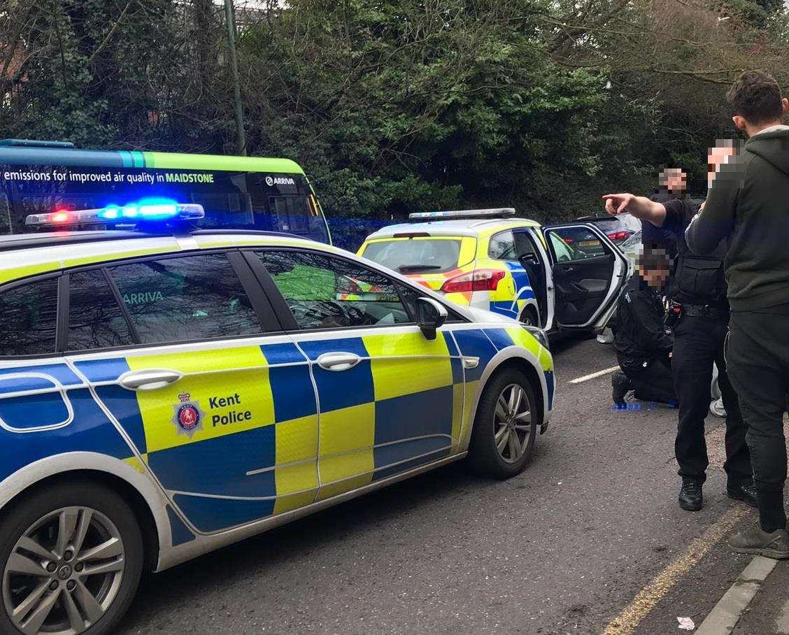 Police in Loose Road, Maidstone, today. Picture: Will Ruddom (6792411)