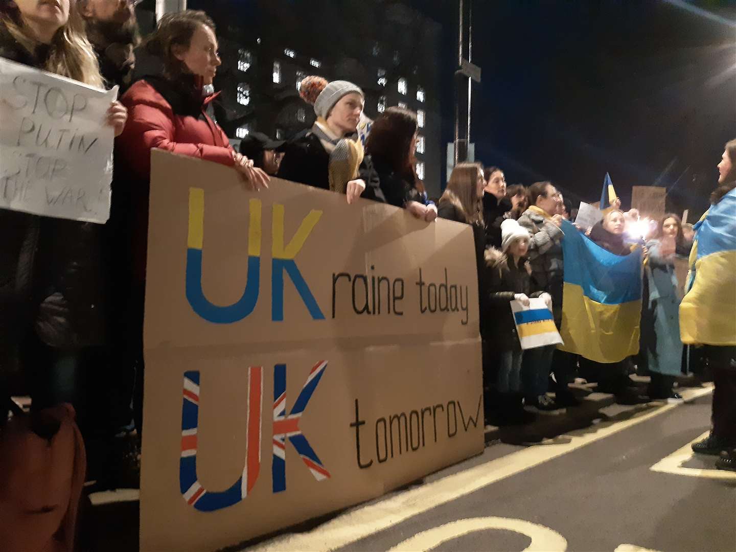 Ukrainian nationals demonstrating in central London last Friday night