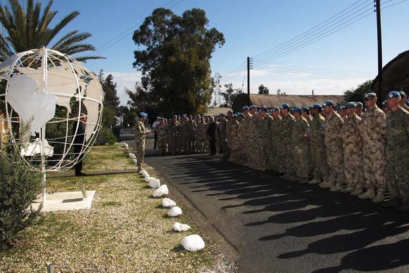 Some of the soldiers taking part in a peacekeeping mission in Cyprus
