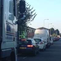 Queuing traffic on the Medway City Estate