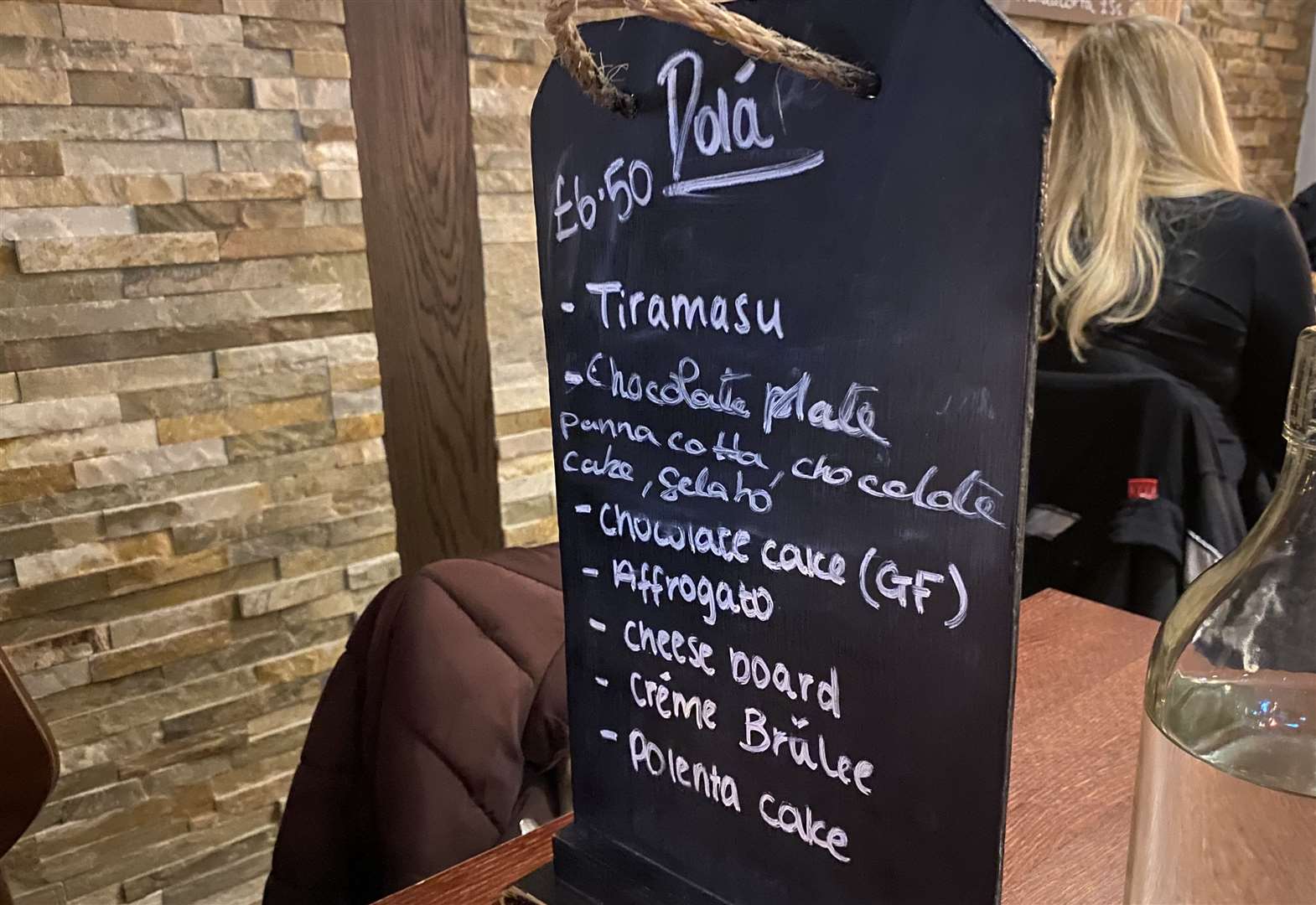 The dessert menu included a panna cotta, tiramisu and creme brulee