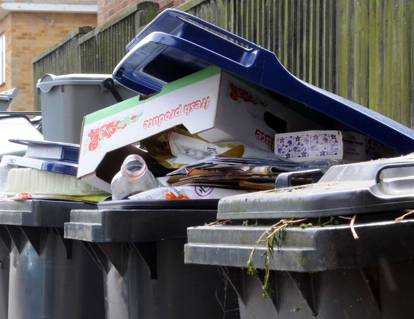 Recycling waste has piled up as blue bins have gone uncollected