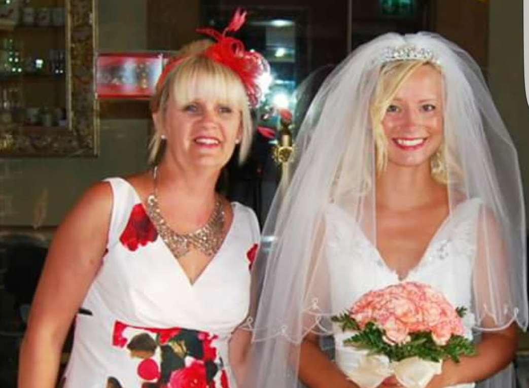 Diane Webb and daughter Tara Ullah, who were caught in the Brielle Way head-on crash, pictured on Tara's wedding day