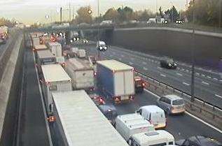 Queues heading towards the Dartford Tunnel. Picture: Highways England (5403858)