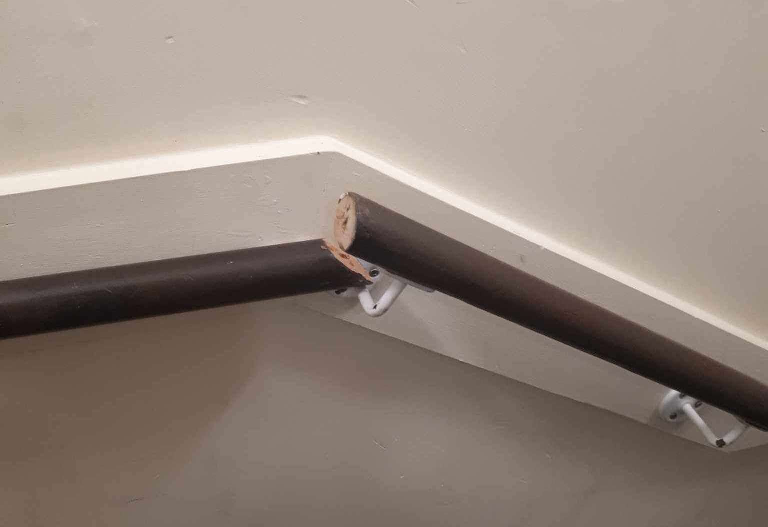 A broken banister at Stanhope Court