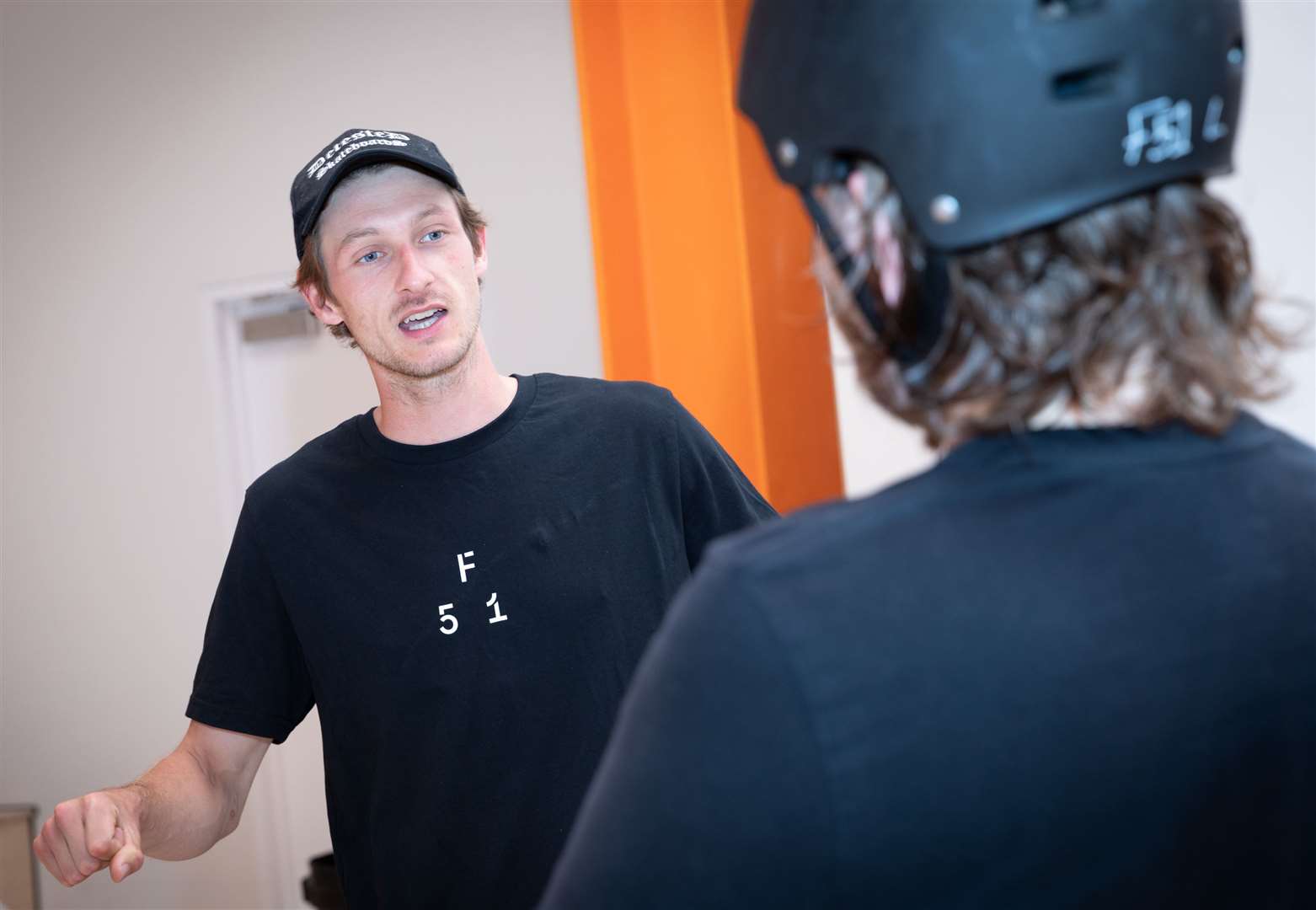 BMX coach Chris Bradley gives reporter Rhys Griffiths some pointers. Picture: Andy Jones