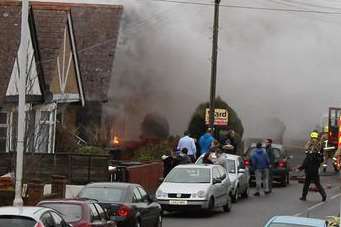 Fire crews at the scene of the blaze. Picture: @Kent_999s