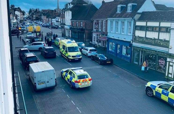 Police at the scene in West Malling. Picture: Angela Withers