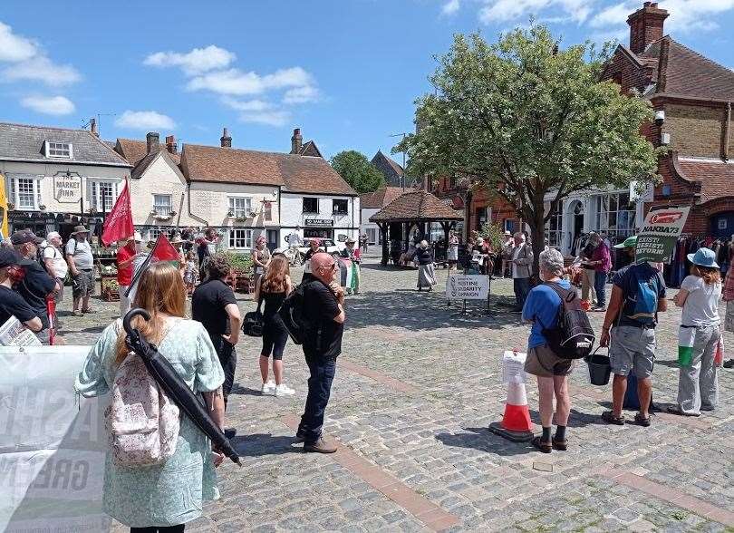Dozens turned out in Sandwich town centre to hear speeches and music