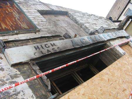 Derelict cobbler's in Hilda Road, Chatham, destroyed by fire