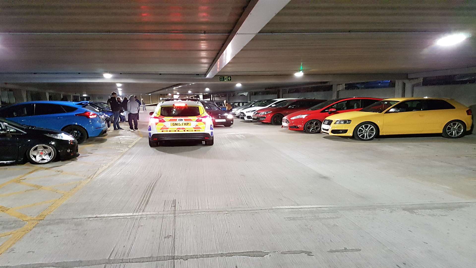 Police attended to disperse the cars from Rochester Riverside car park