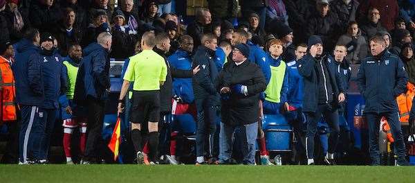 No pre-match handshake between oppositon managers Steve Evans and Paul Lambert following their disagreement earlier this season Picture: Ady Kerry (25219962)