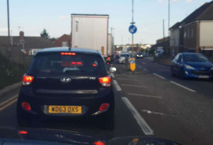 Traffic approaching the Stumble Inn in Sittingbourne at around 5.35pm