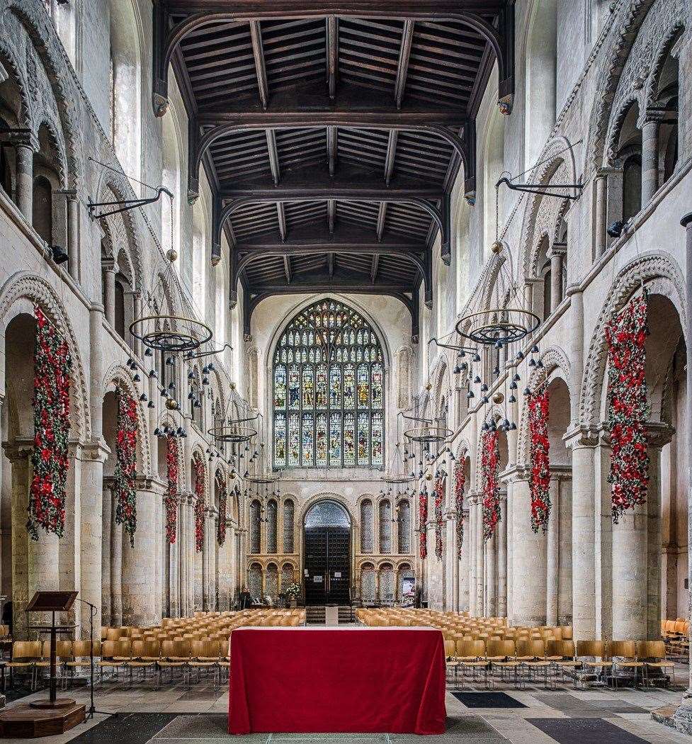 A poppy display at Rochester Cathedral. Picture: Rochester Cathedral