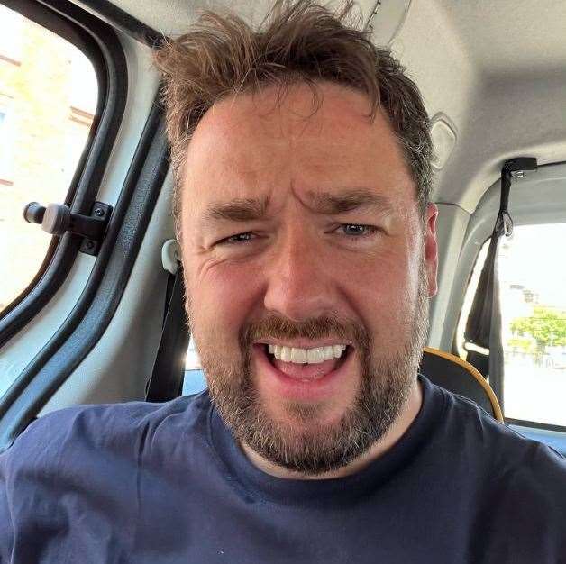 The comedian's travel problems started when his train to Margate was cancelled after a tree caught fire on the line. Picture: Twitter/@JasonManford