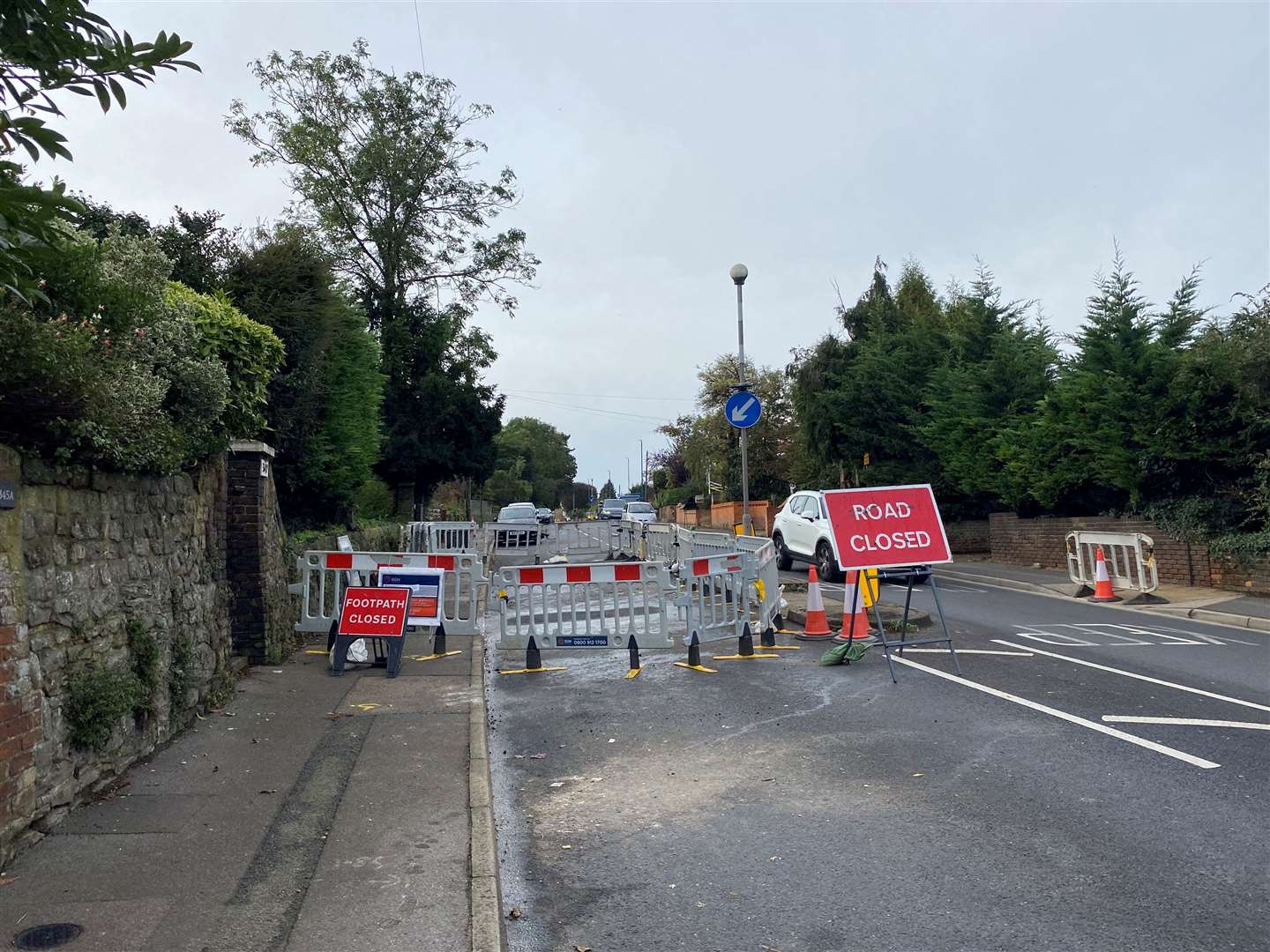 The road is shut for emergency gas works