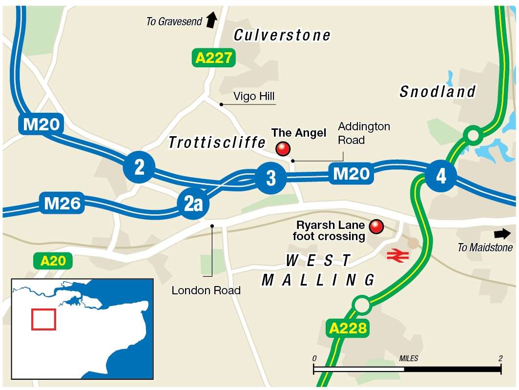 Map of scene where Nathan Cackett died near rail crossing