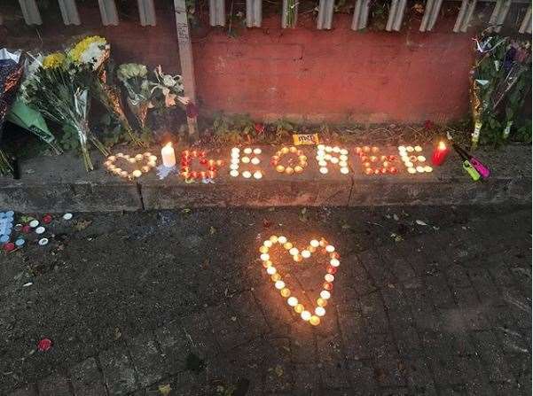 Candles lit at Swanscombe railway station in memory of George Buckley, from Gravesend