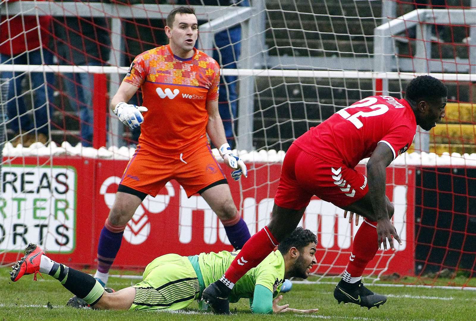 Goalmouth action from Ebbsfleet's FA Trophy win over King's Lynn Town on Saturday. Picture: Sean Aidan FM26478979