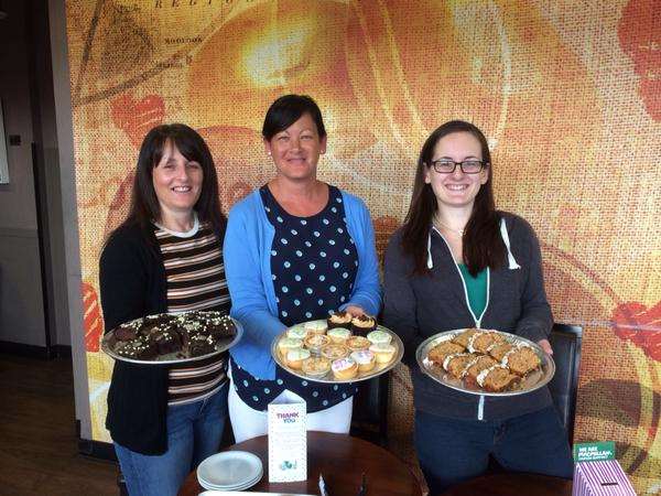 Maggie Jaycock and Carrie Edmeades from Coffee Republic Gravesend, with customer Amy Law