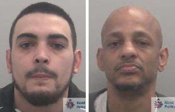 Imani Abrahams, left, and his dad Kinley Abrahams, were jailed for more than four years for possessing an imitation firearm with intent to cause fear. Pictures: Kent Police