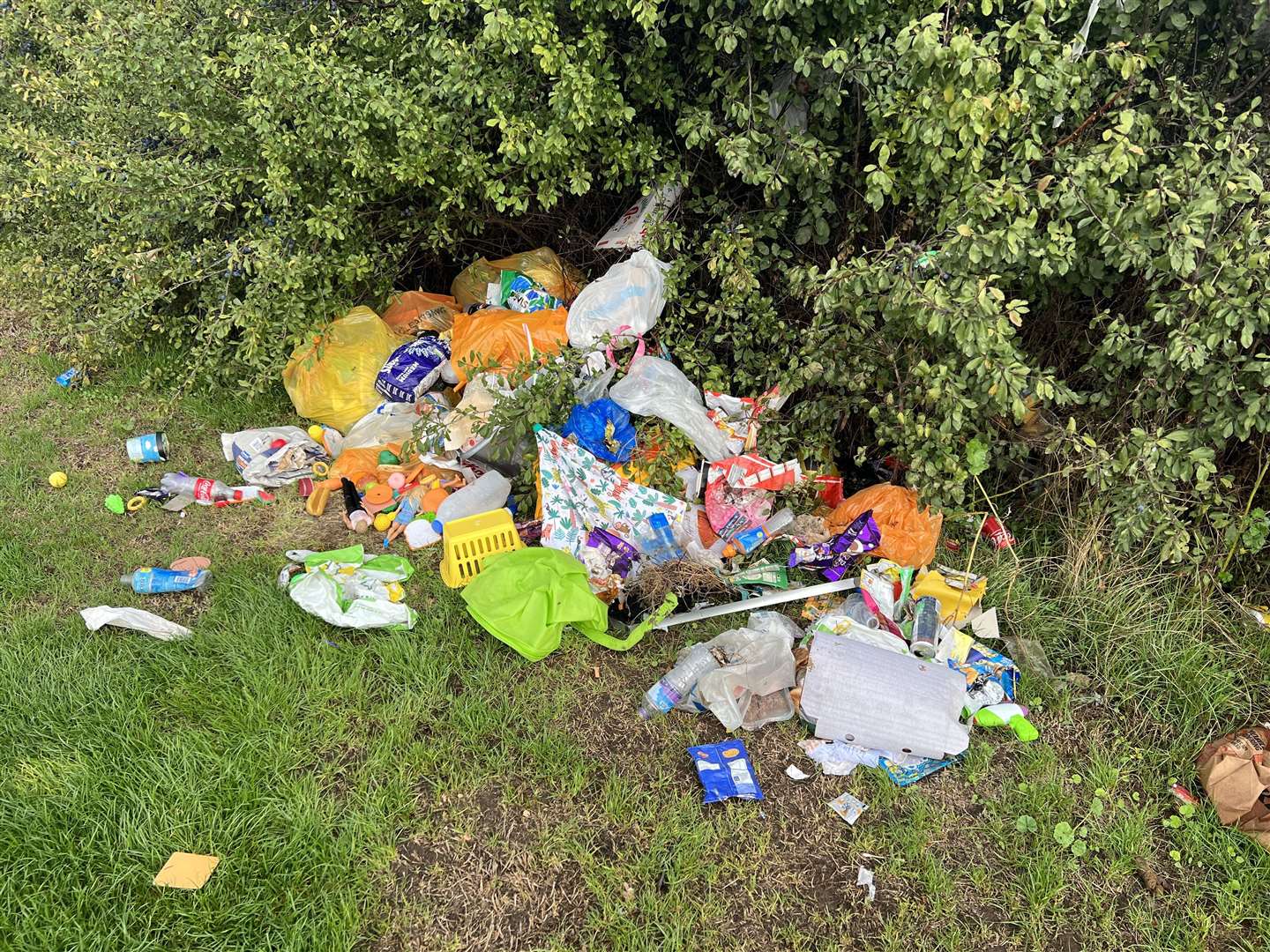 Plastic children's toys left by travellers on St Gregory's Crescent recreational ground. Picture: Megan Carr