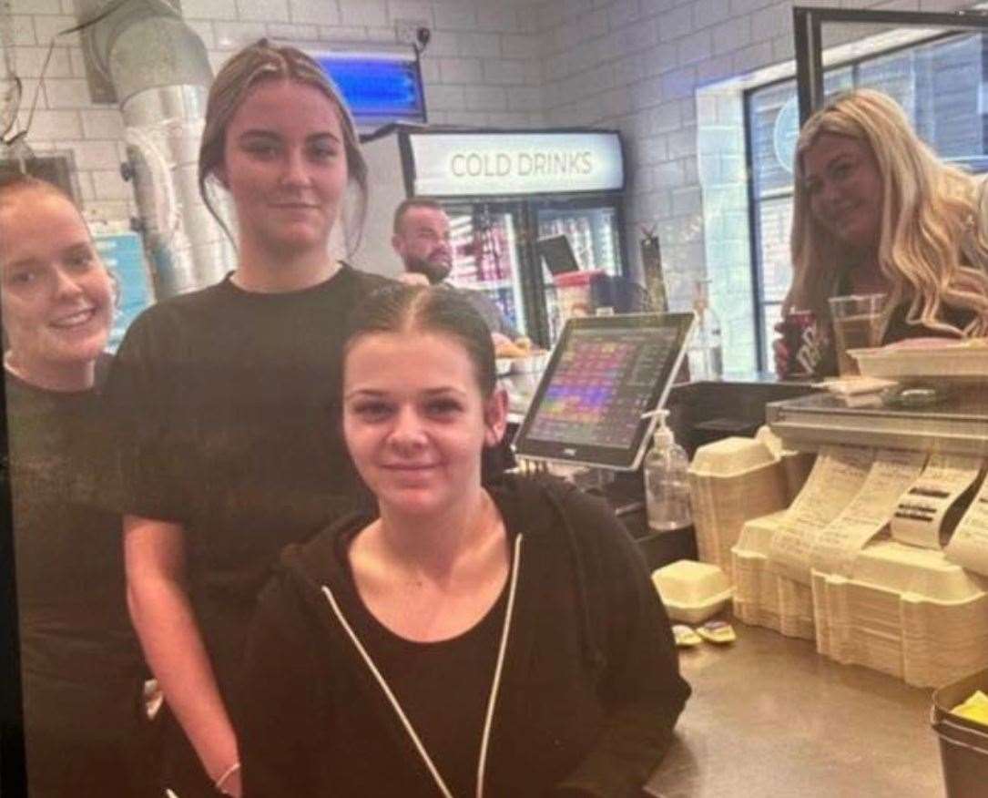 Gemma Collins took selfies with staff at Sandy's Fish & Chips. Picture: Andy Burnett