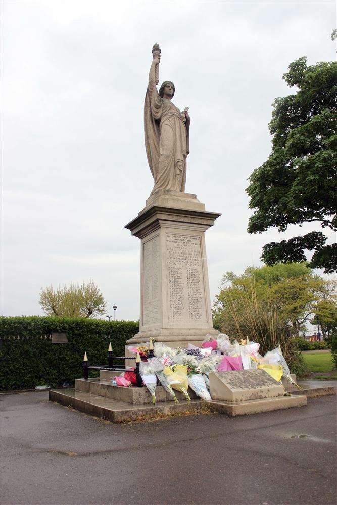 Tribute to Drummer Lee Rigby at Sheerness war memorial in Bridge Road, Sheerness