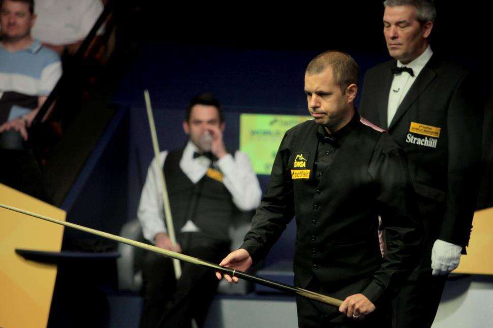 Barry Hawkins in the Betfair World Snooker Championship final, Crucible Theatre, Sheffield