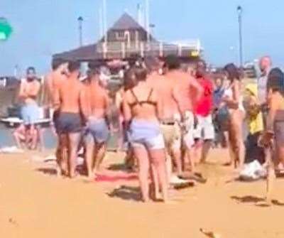 A fight broke out at Viking Bay in Broadstairs on Bank Holiday Monday