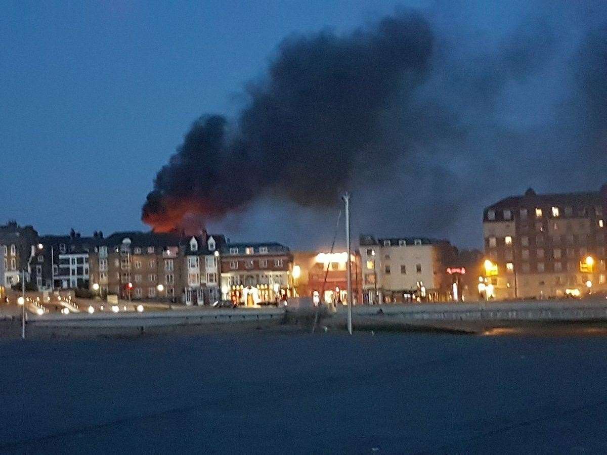 Smoke from one of the fires billows into the sky over Margate. Picture: Andy Carts
