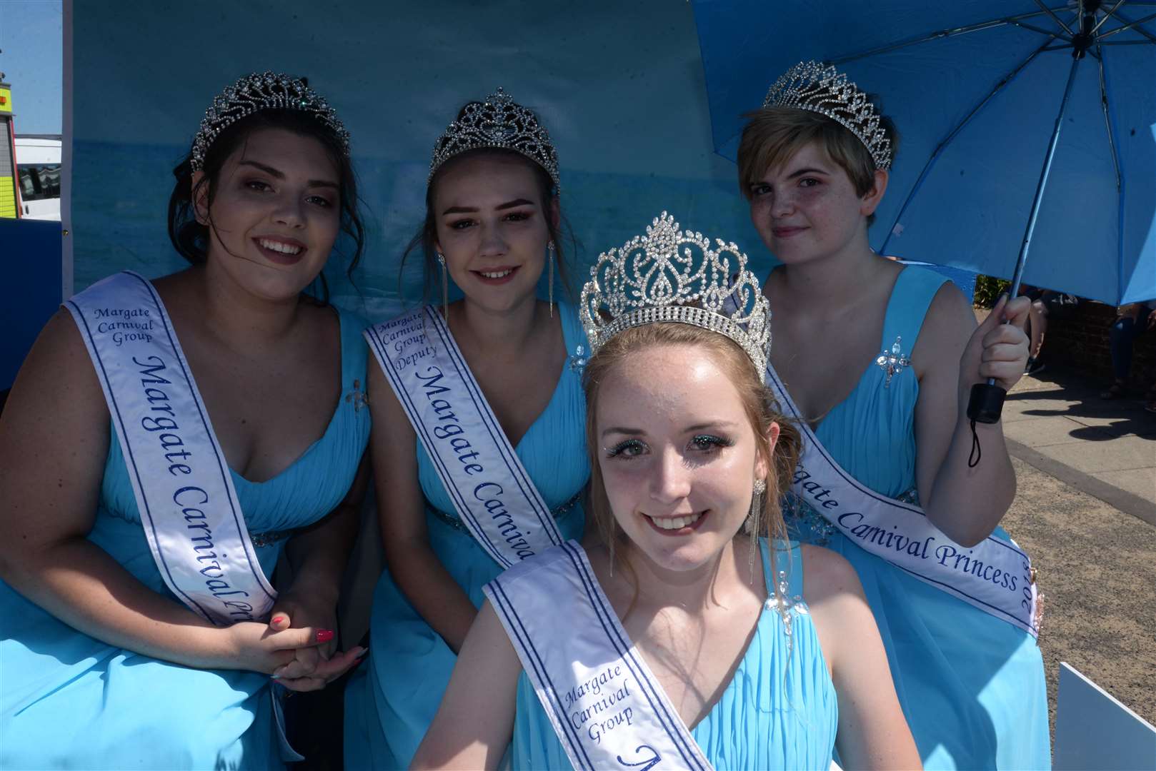 Carnival Queen Steph Thompson and her court in the Margate Carnival on Sunday. Picture: Chris Davey. (3437112)