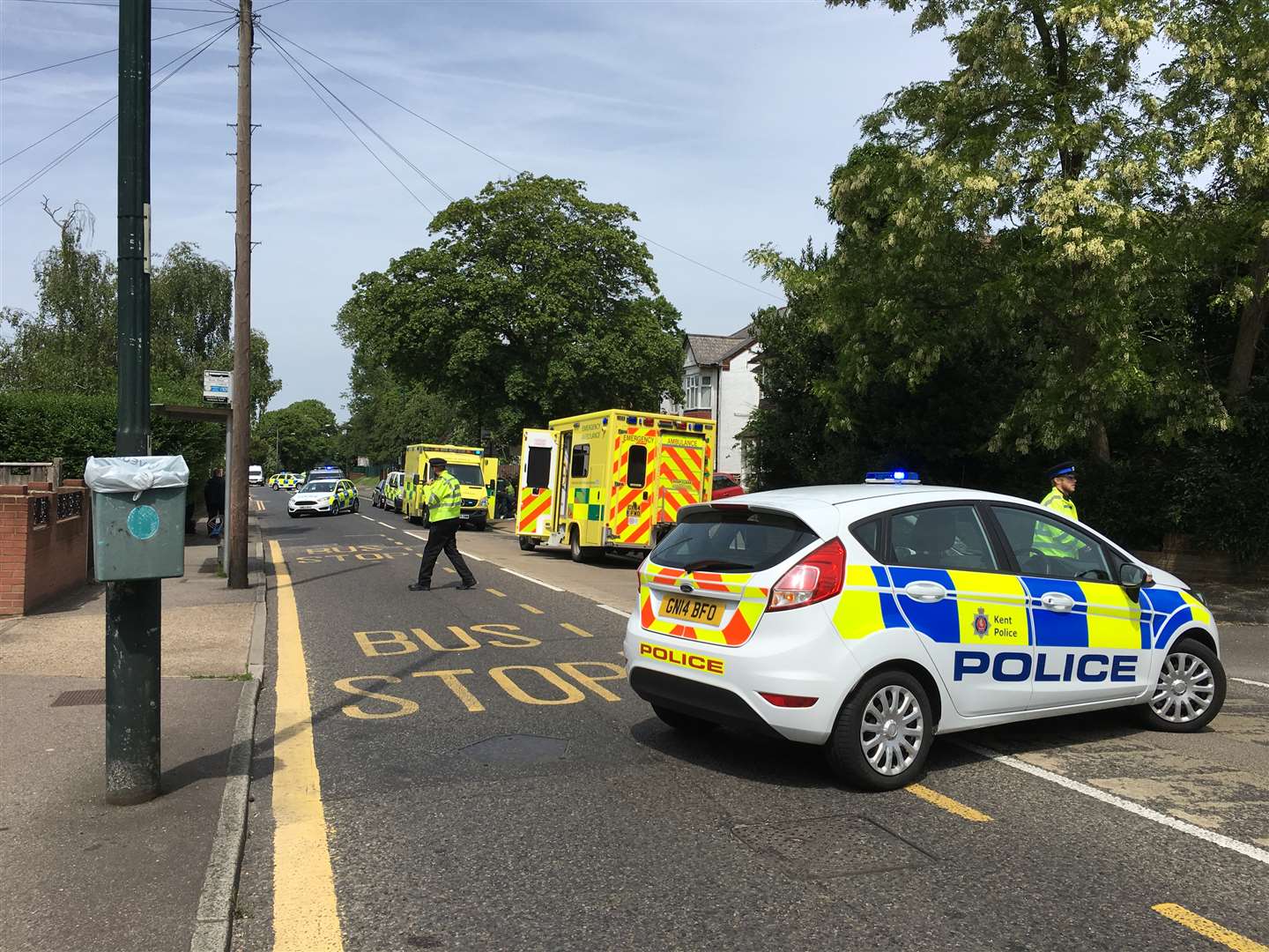 Emergency services at the scene of the crash in Maidstone Road