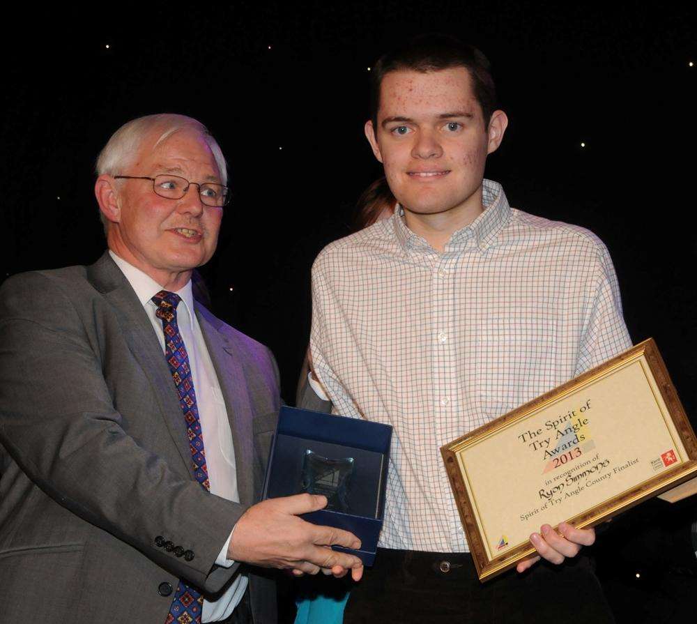 Ryan Simmons with Bill Butler, who instigated the Try Angle awards 19 years ago at the Gravesham Tryangle Awards.