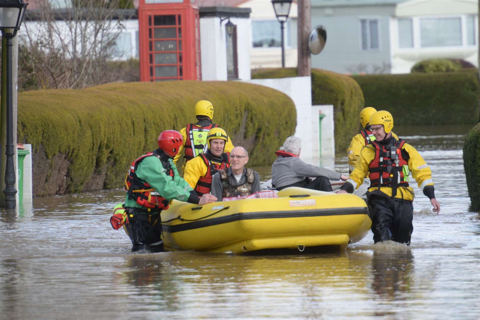People are being shipped to safety after the flooding around Little Venice and Teapot Island. Picture: Chris Davey