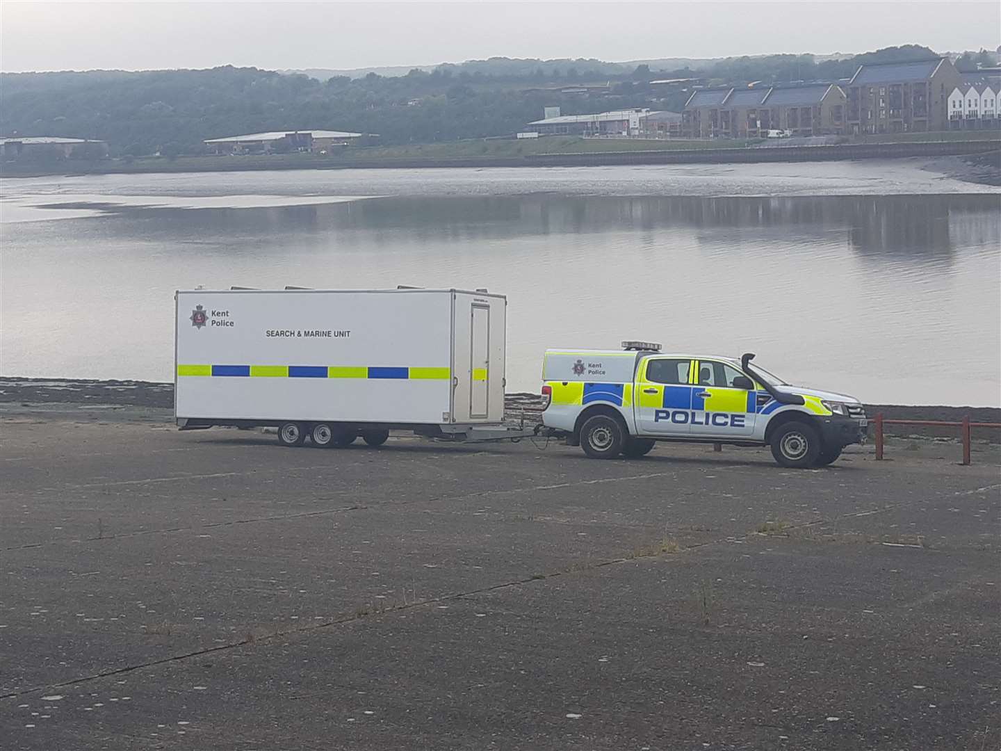 A police search and marine unit was parked outside Medway Rowing Club on Friday, August 2 as officers searched the river