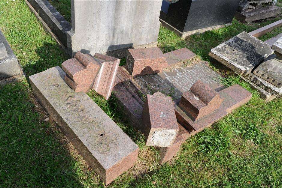 Damage from last week's vandalism attack at Chatham Cemetery