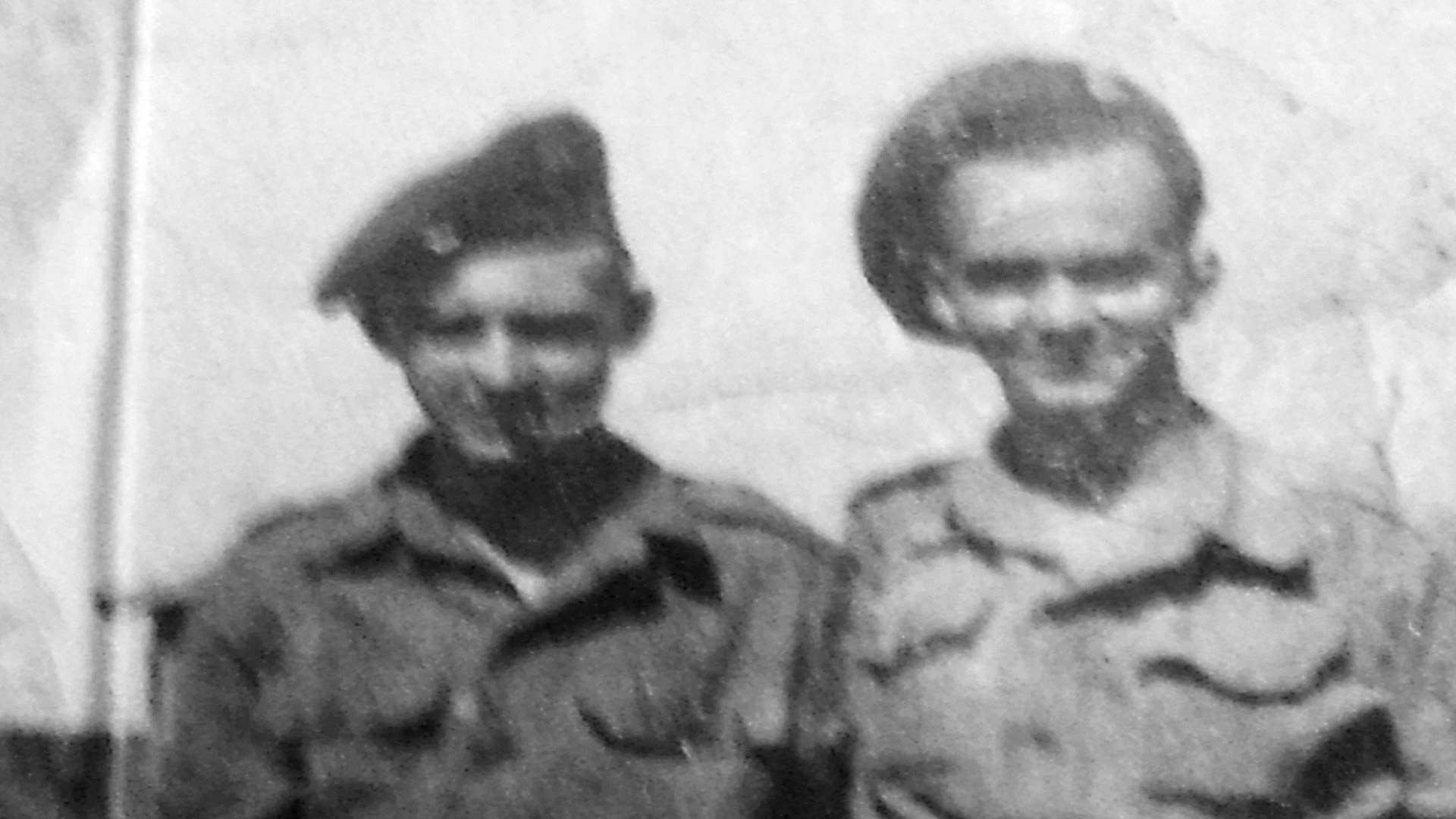 Kenneth Brown, left, as a 19-year-old soldier in the 1940s with army pal Ken Double